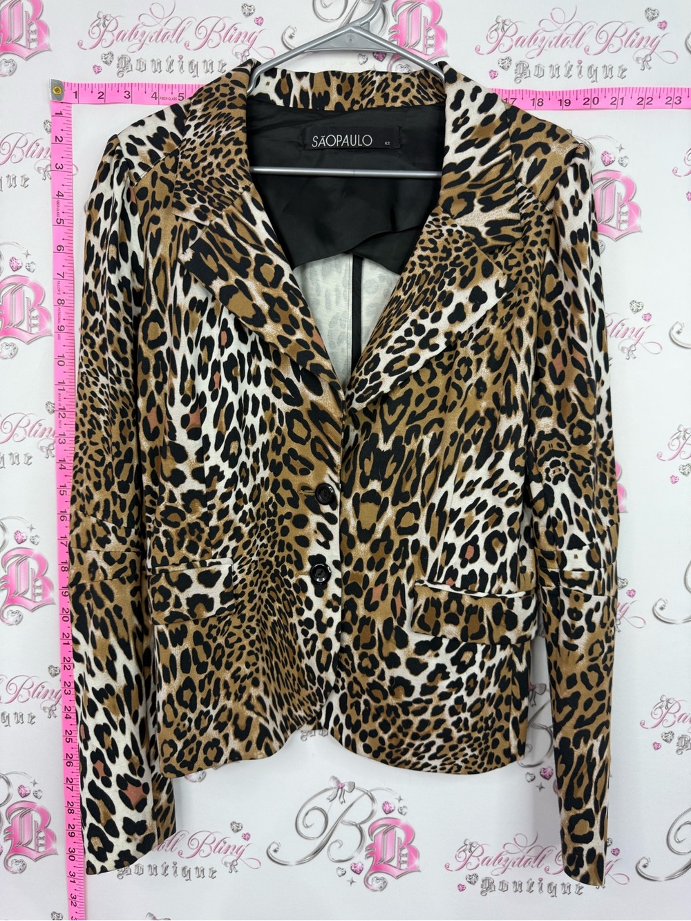 SAOPAULO blazer Women’s Leopard Print Blazer Jacket - Brown/Black
